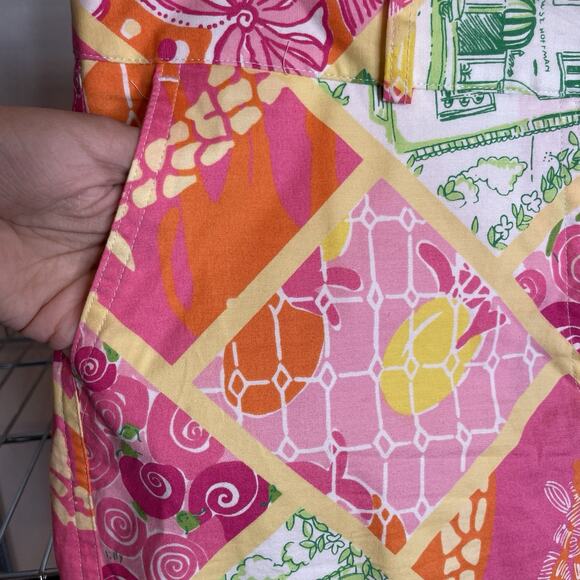 Lilly Pulitzer Pink Green Palm Beach Patchwork Cropped Pants‎ Size 4 Preppy - Picture 11 of 14